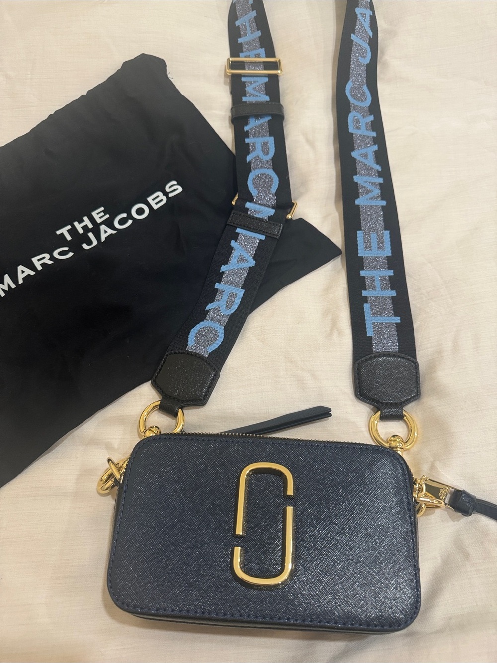 Marc Jacobs dark blue and light blue Crossbody with Blue Logo Strap